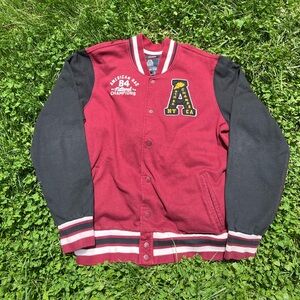 XL 1984 vintage maroon and black letterman jacket with patch